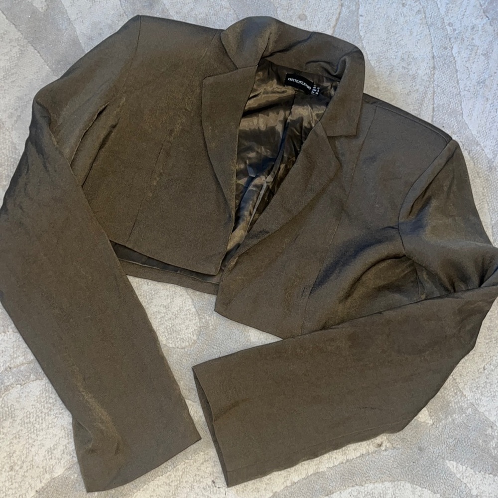 PrettyLittleThing Mid length olive green blazer